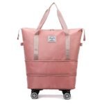 Folding Bag Trolly Bag With Wheel Peach