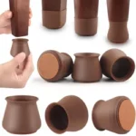 Chair Leg Shoe Silicone Brown 4 pc